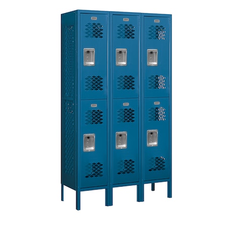 Salsbury Industries 2 Tier Vented Locker, 36"Wx66"Hx12"D, 6 Door, Blue, Unassembled 72352BL-U
